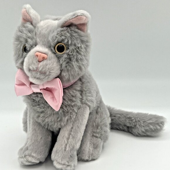 Our Generation Grey Kitten Cat Mittens Sammy Pink Bow 6.5” Soft Toy Plush Animal - Picture 1 of 9